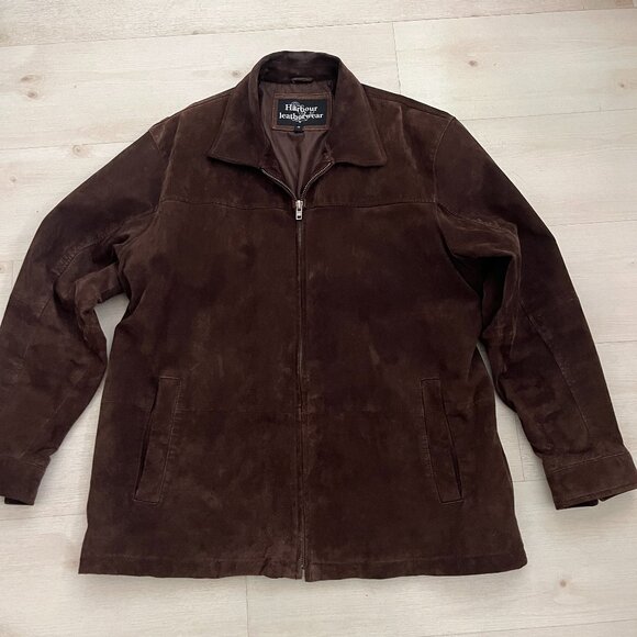 Boston Harbour Leatherwear Men's Dark Brown Suede Jacket Size XL - Picture 1 of 7